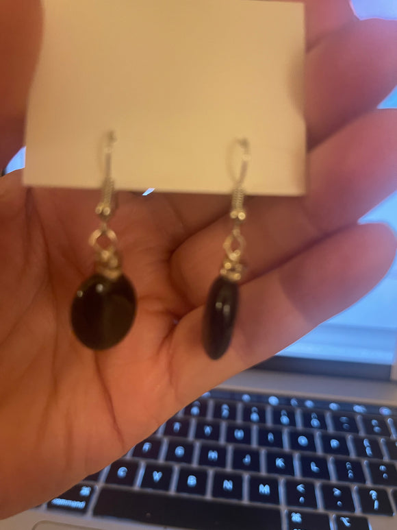 Black Dangle Oval Earrings