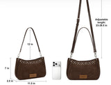 Wrangler Studded Western Shoulder Crossbody Bag - Coffee