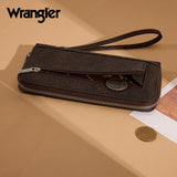Wrangler Floral Tooled Wristlet RFID Wallet -Coffee