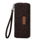 Wrangler Floral Tooled Wristlet RFID Wallet -Coffee