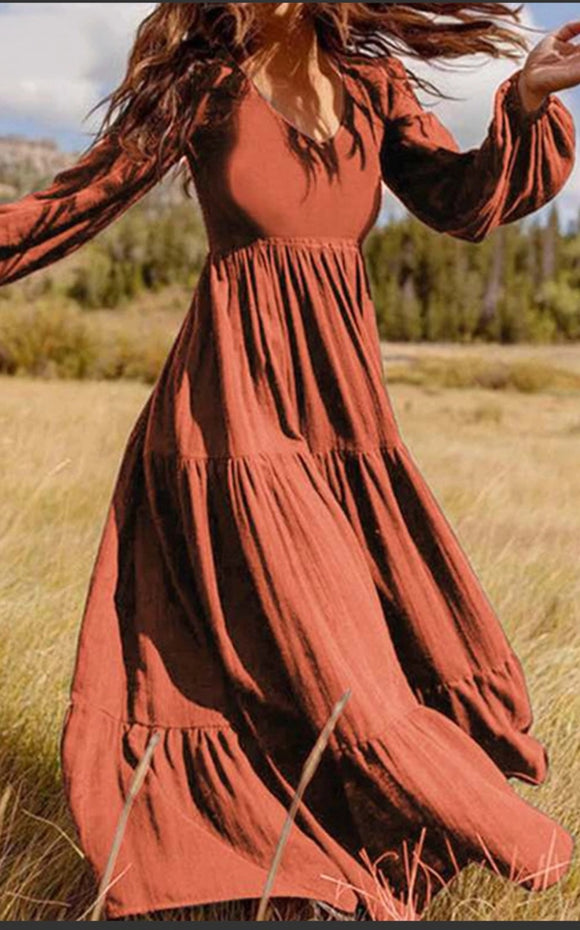 Casual Flowy Fall Dress - Plus