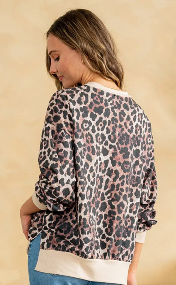 Crewneck Leopard Top - Plus