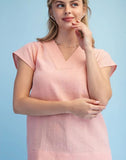 Trapunto Stitched V Neck Blouse - Plus