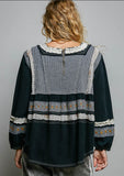Embroidery Lace Contrast Top