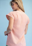 Trapunto Stitched V Neck Blouse - Plus