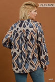 Abstract Ikat Print Blouse - Plus