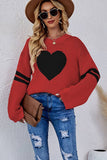 Lily Clothing - WOMEN OVERSIZED HEART PRINTING RIBBED PULLOVER_CWOSWL0323: APRICOT / (XL) 1