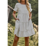 Supreme Fashion - Floral Dot Ruffle Loss Fit Babydoll Dress: BLACK / M