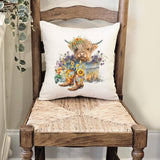 Vintage Highland Cow Pillow Cover