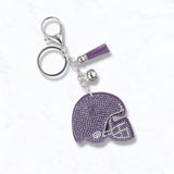 Football Helmet Rhinestone Keychain