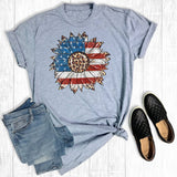 Patriotic Leopard Sunflower Tee Plus