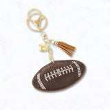 Rhinestone Football Keychain with Tassel