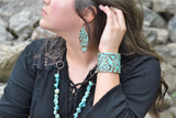 Leather Oval Earrings Cowboy Turquoise
