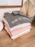 Embroidered GOD IS GOOD Sweatshirt Dusty Pink