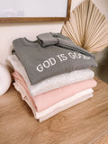 Embroidered GOD IS GOOD Sweatshirt Dusty Pink