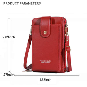 Wholesalesir - Solid Color Three-layer Single Shoulder Wallet: Red / Medium