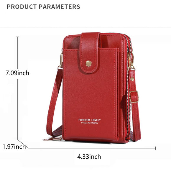 Wholesalesir - Solid Color Three-layer Single Shoulder Wallet: Red / Medium