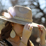 Leather Teardrop Earrings White Gold Gator w/ Matte Gold Hoop