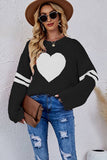 Lily Clothing - WOMEN OVERSIZED HEART PRINTING RIBBED PULLOVER_CWOSWL0323: APRICOT / (XL) 1