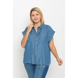 Denim Collared Shirt Plus