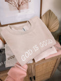 Embroidered GOD IS GOOD Sweatshirt Dusty Pink