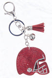 Football Helmet Rhinestone Keychain