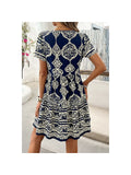 Black & White Print Ruffle Tassel Dress