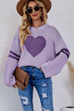 Lily Clothing - WOMEN OVERSIZED HEART PRINTING RIBBED PULLOVER_CWOSWL0323: APRICOT / (XL) 1