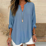 Denim V Neck Cotton Top Plus