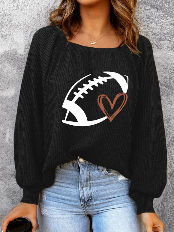 Rugby Print Waffle Top