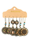 Gold Boho Retro Hollow Dangle Earrings Set:
