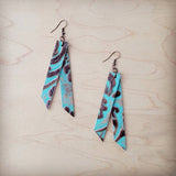 Leather Rectangle Turquoise Earrings