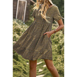 Supreme Fashion - Floral Dot Ruffle Loss Fit Babydoll Dress: BLACK / M