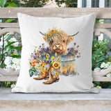 Vintage Highland Cow Pillow Cover