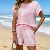 Round neck stitching shorts fashion casual suit