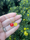 Red Yellow KC Enamel Charm Chiefs Kansas City Necklace