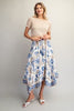 Floral Print Handkerchief Hem Midi Skirt
