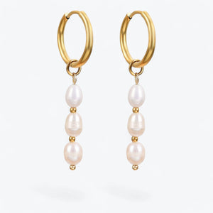 Lustrous Cascade Pearl Hoop Earrings
