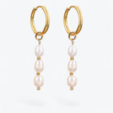 Lustrous Cascade Pearl Hoop Earrings
