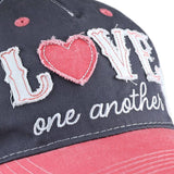 Baseball Cap - Love One Another: Grey/Pink / One Size Fits Most