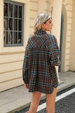 Lapel pocket check loose long-sleeved shirt