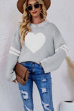 Lily Clothing - WOMEN OVERSIZED HEART PRINTING RIBBED PULLOVER_CWOSWL0323: APRICOT / (XL) 1