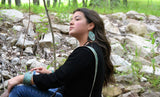 Leather Oval Earrings Cowboy Turquoise