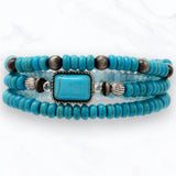 Suzie Q USA - Turquoise Rondelle Beaded Stretch Bracelet Set