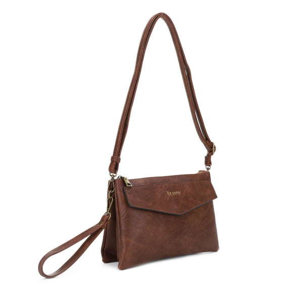 Liz Soto Handbags - Lexi 3318 cross body with wristlet: Coffee