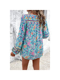 All Over Floral Print Cross Deep V Boho Top