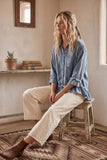 Sewn and Seen - Mineral Washed Tencel Ruffle Hem Shirt
