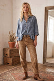 Sewn and Seen - Mineral Washed Tencel Ruffle Hem Shirt