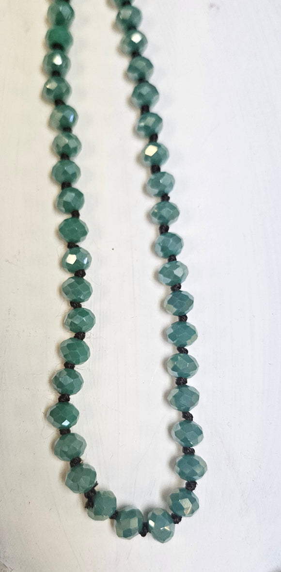 Sea Green Beaded Knotted Necklace