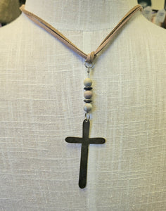Cross Necklace With Earthy Beads